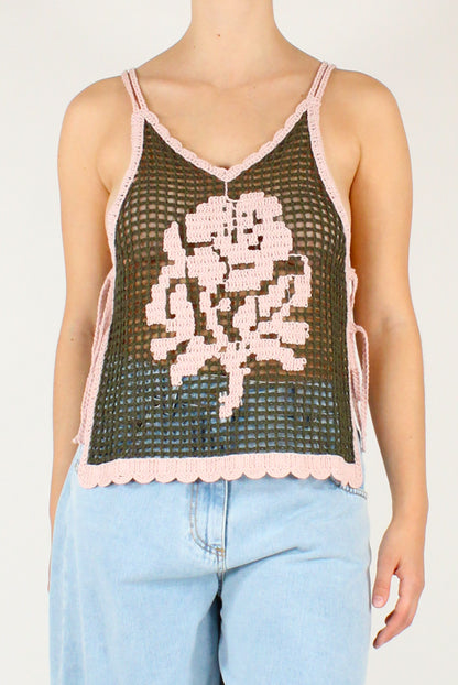Top Crochet con Rosa