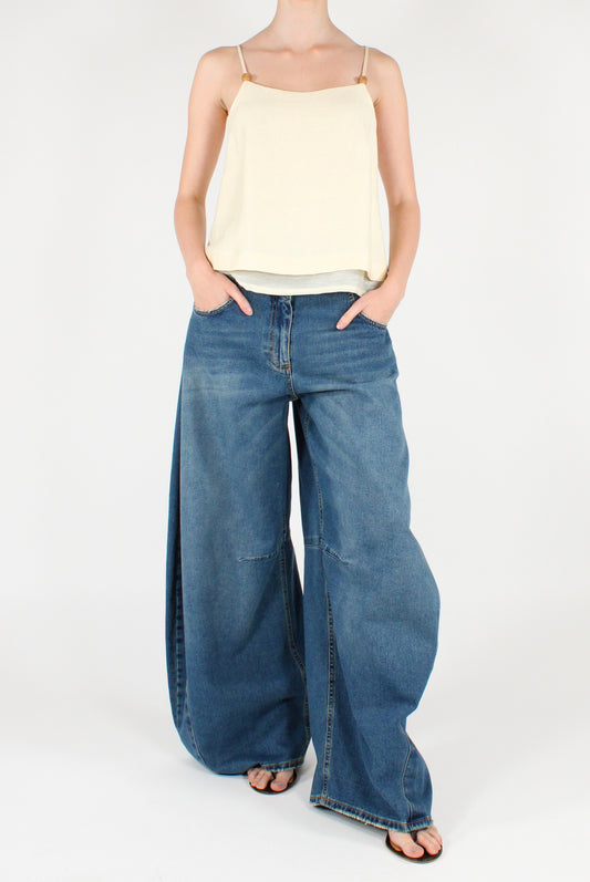 Top Doppio Strato Misto Lino