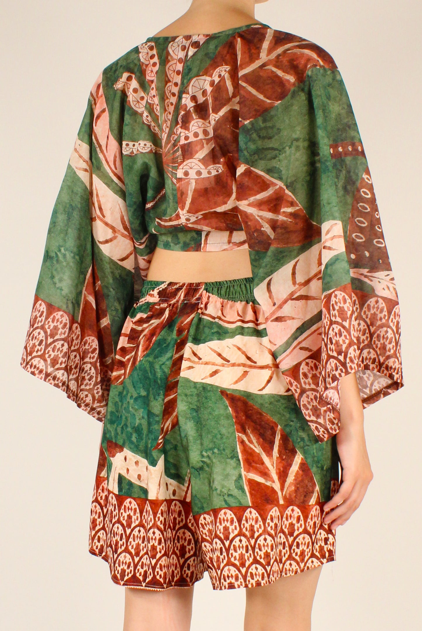 Top Cropped Stampa Fantasia Verde