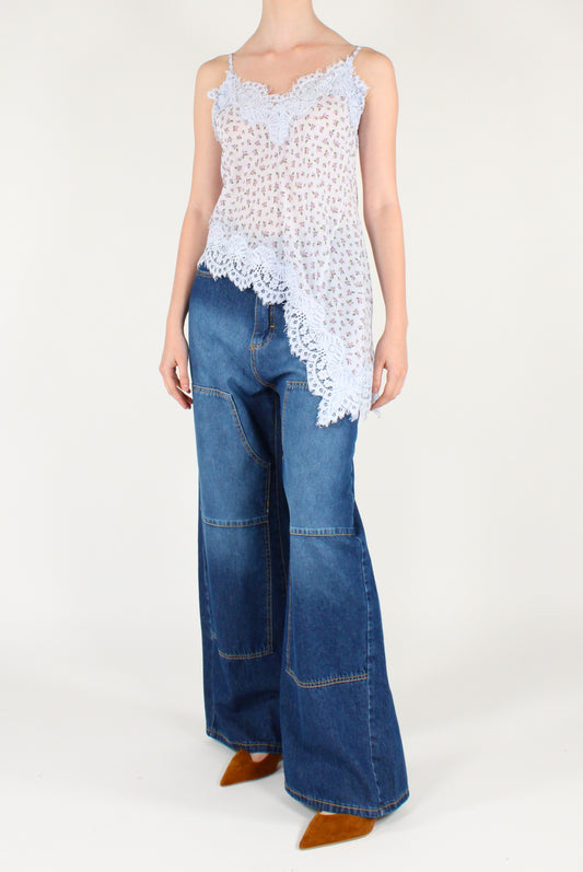 Top Asimmetrico Stampa Fiorellini