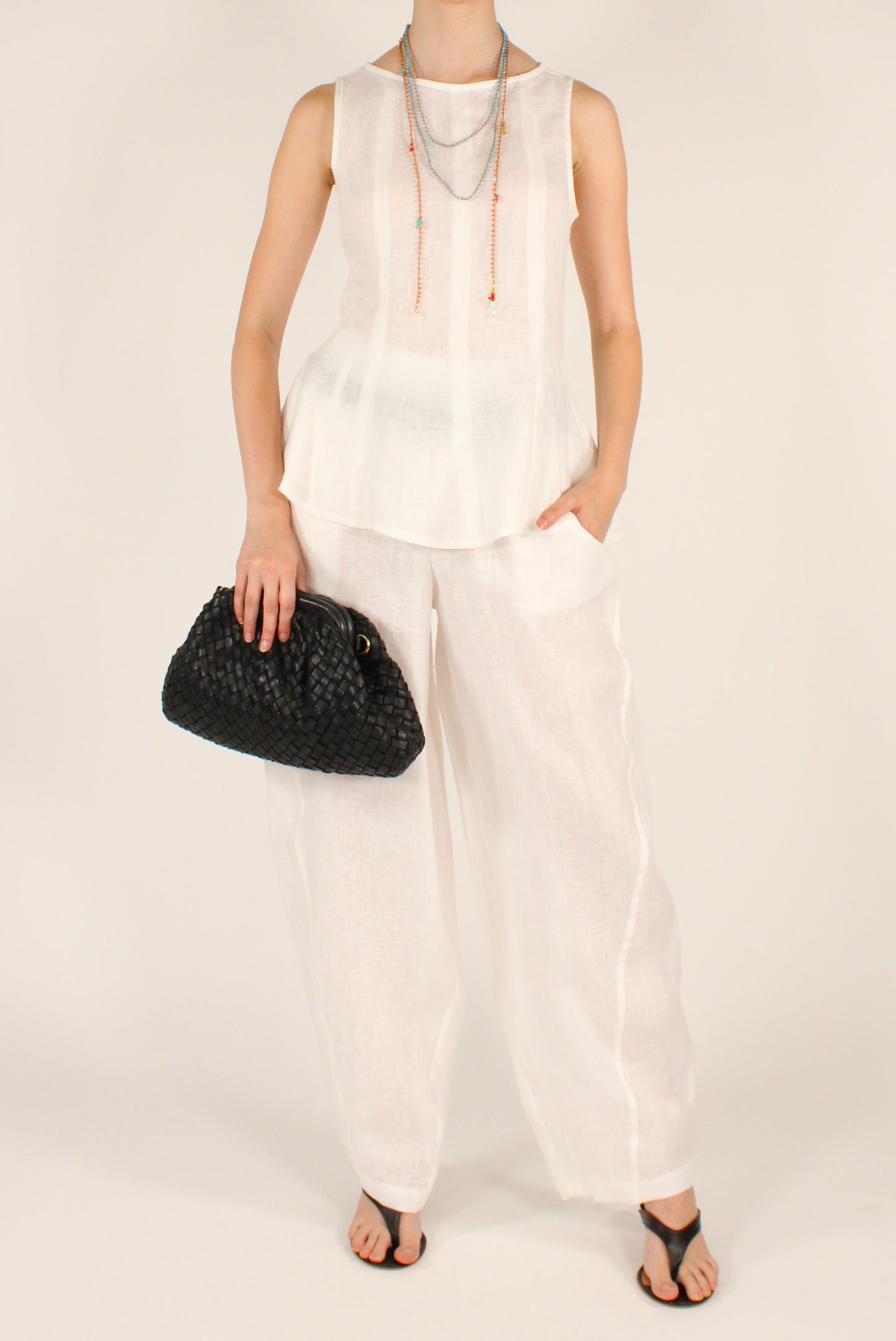 Pantaloni Balloon in Lino con Cintura