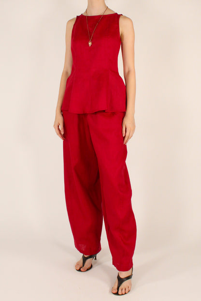 Pantaloni Balloon in Lino con Cintura