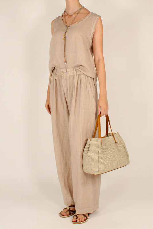 Frayed Hem Linen Top