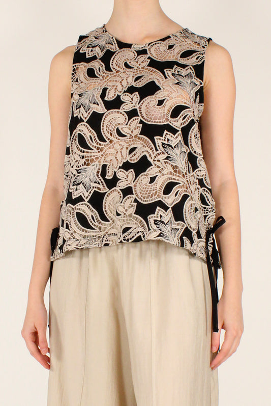 Contrast Embroidered Top