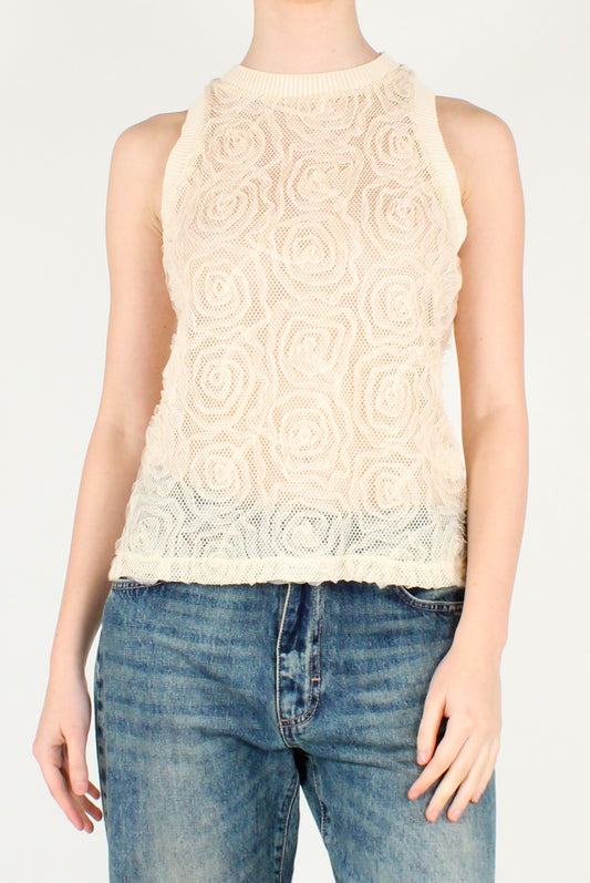 Top in Pizzo con Rose 3D