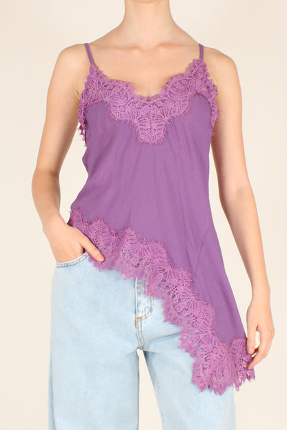 Top Asimmetrico in Viscosa con Pizzo