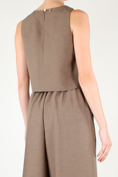 Top Cropped Misto Lino e Viscosa