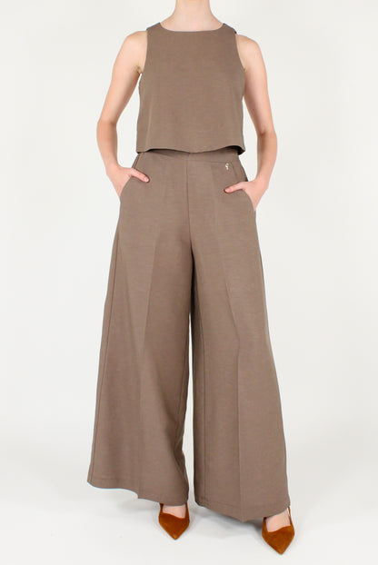 Pantaloni Misto Lino e Viscosa con Elastico