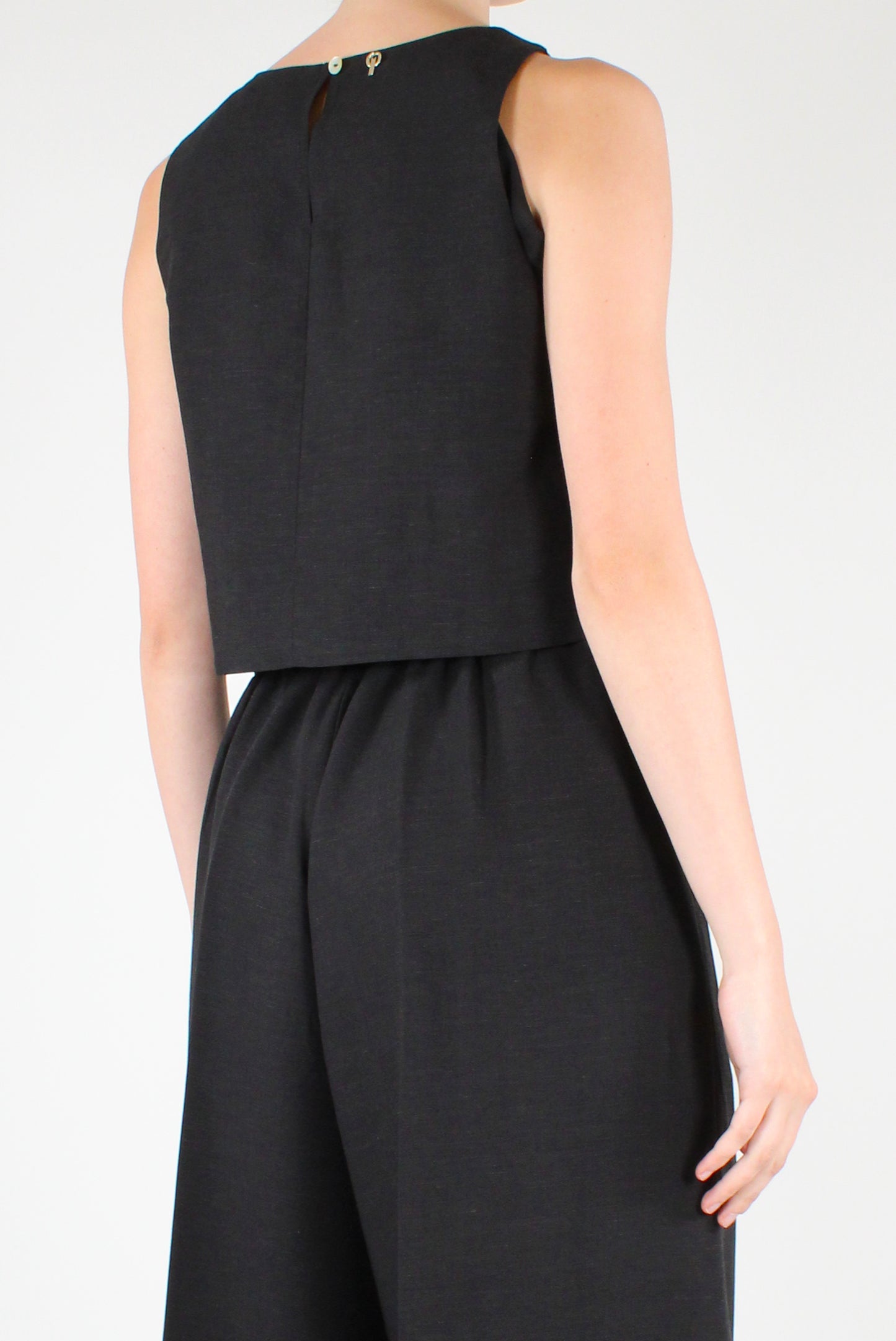 Top Cropped Misto Lino e Viscosa