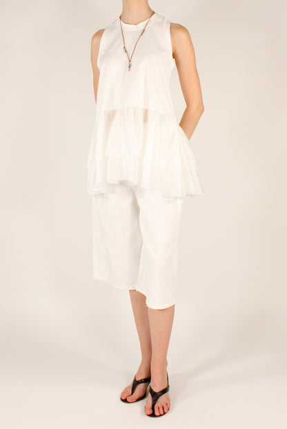 Top Smanicato Doppio Volant