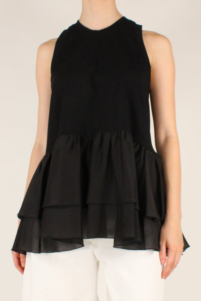 Top Smanicato Doppio Volant
