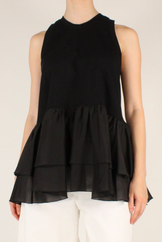 Top Smanicato Doppio Volant