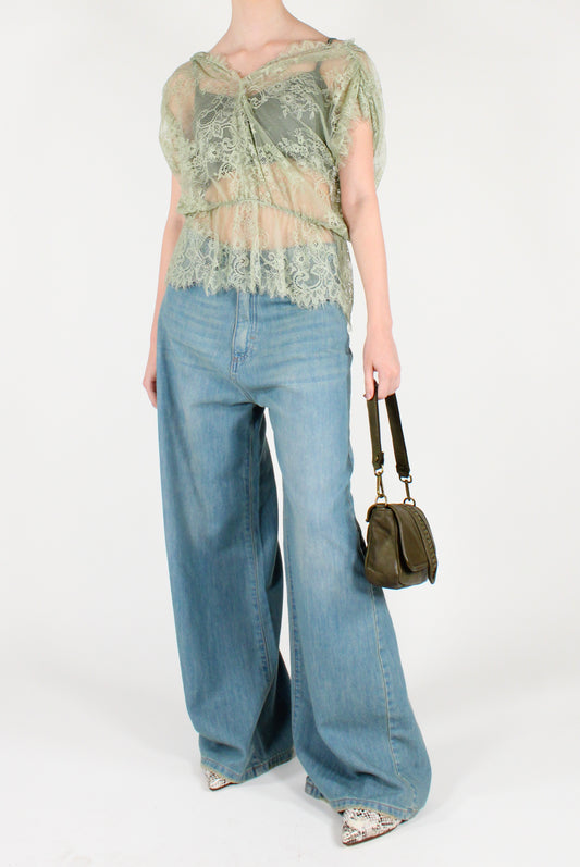 Blusa in Pizzo Scollo a V