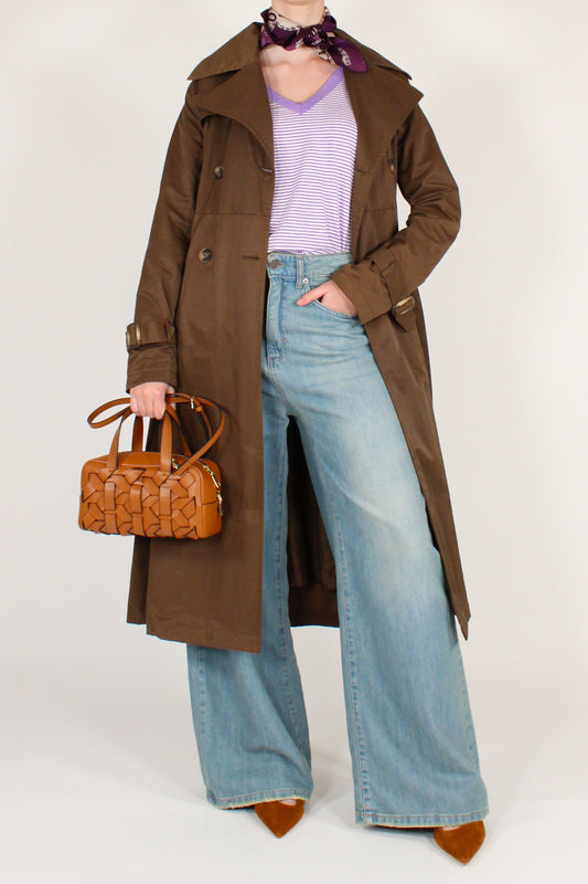 Trench Lungo Doppiopetto con Cintura