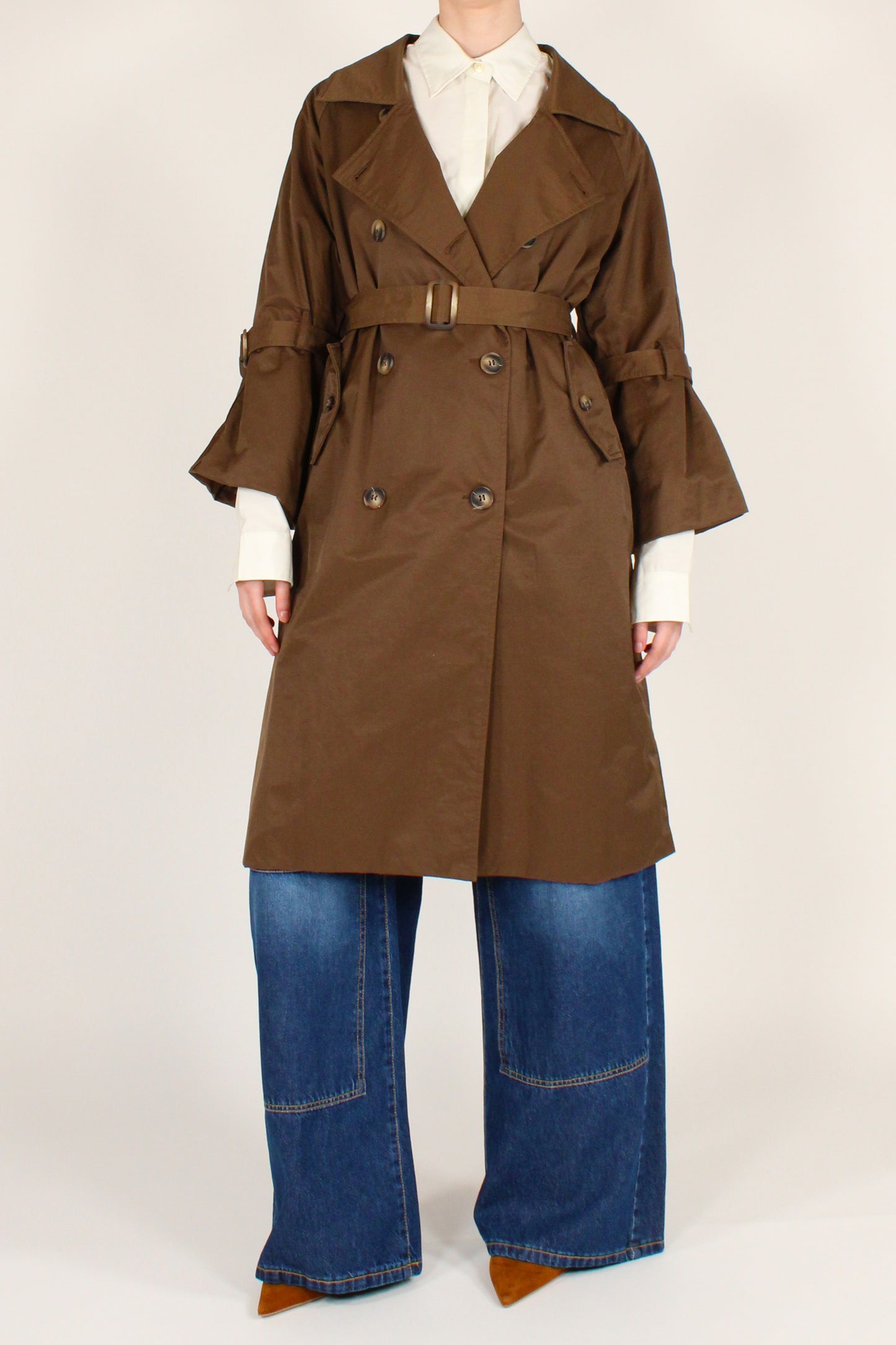 Double Breasted Trench Coat with Belt
