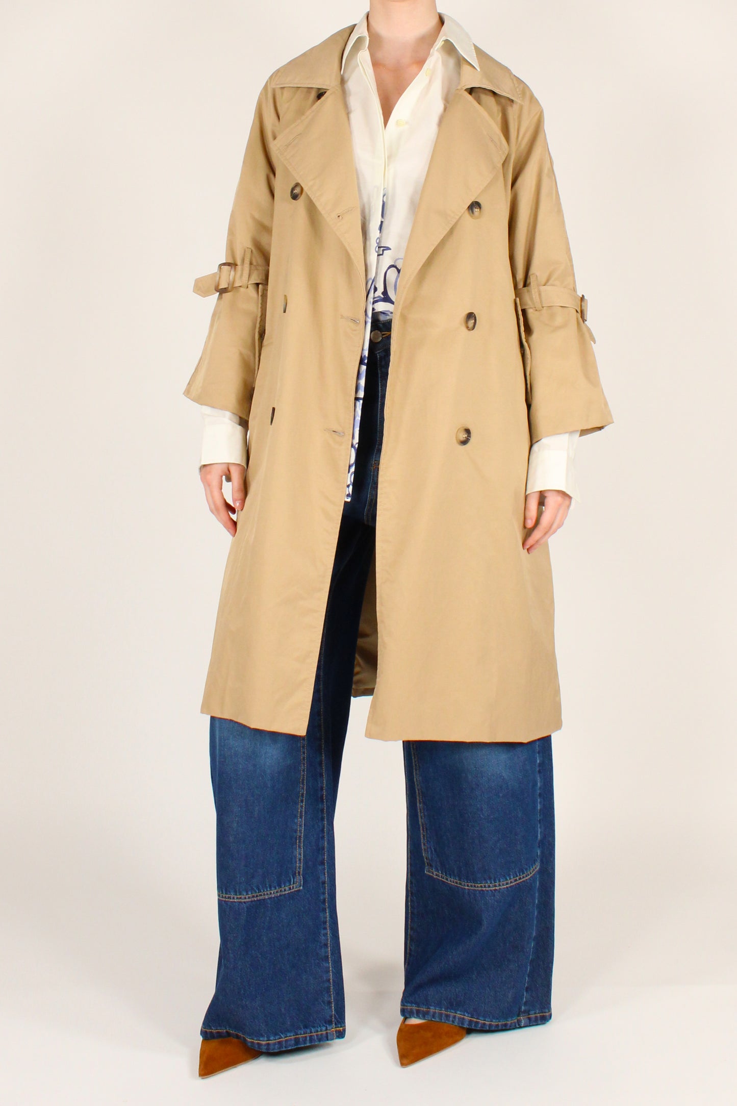 Double Breasted Trench Coat with Belt