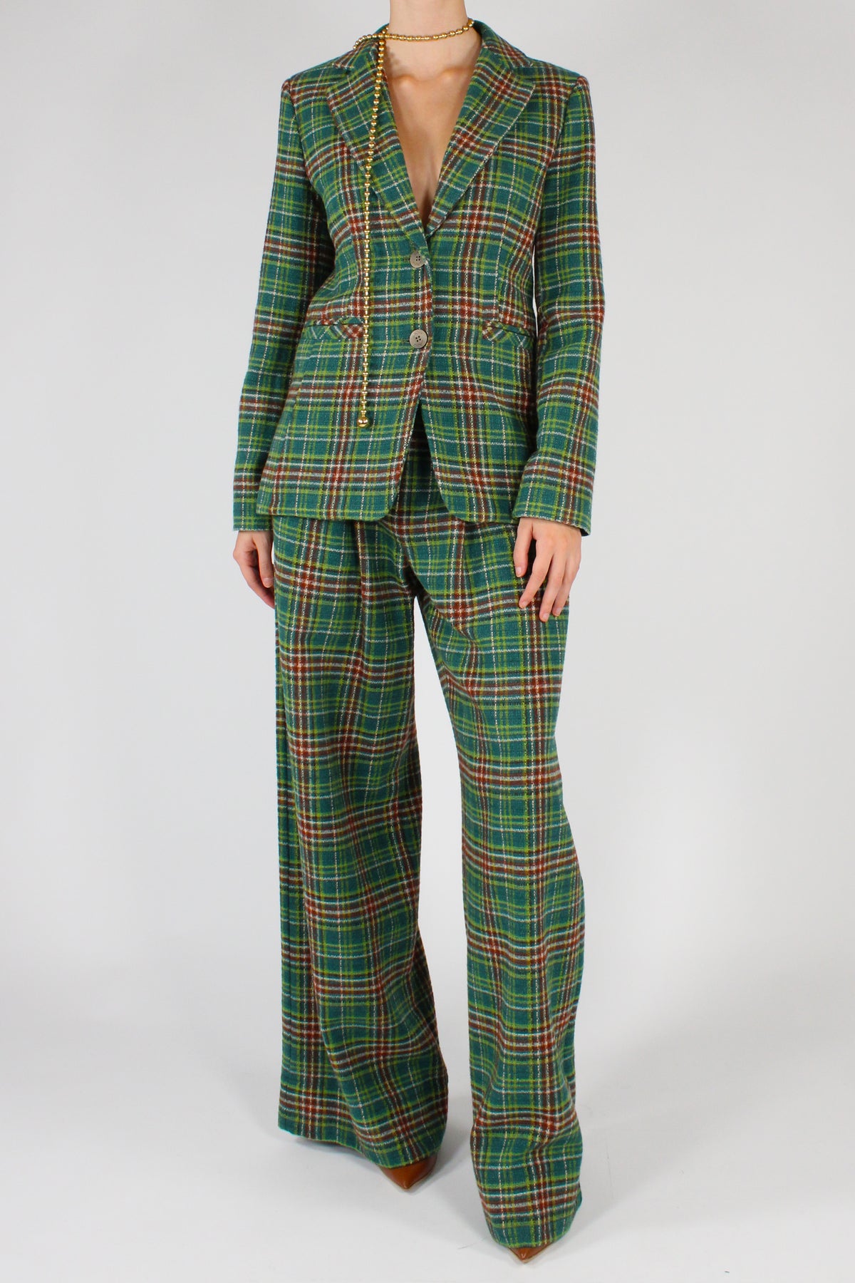 Blazer Slim Fit Tartan Verde