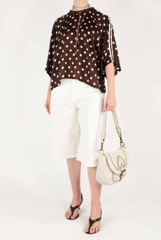 Polka Dot Viscose and Silk Blouse