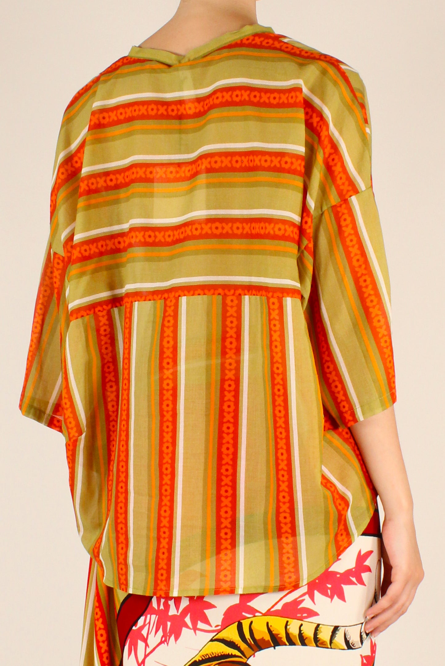 Camicia Over Stampa Fiori a Righe