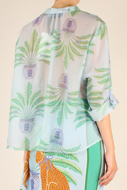 Camicia Stampa Fantasia Celeste