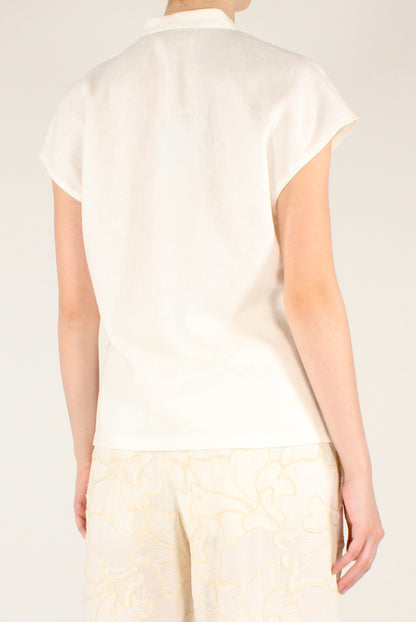 Korean Collar Shirt in Linen and Viscose Blend