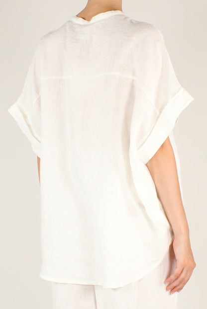 Camicia in Lino con Ricamo "Love in The Sun"