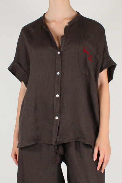 Camicia in Lino con Ricamo "Love in The Sun"