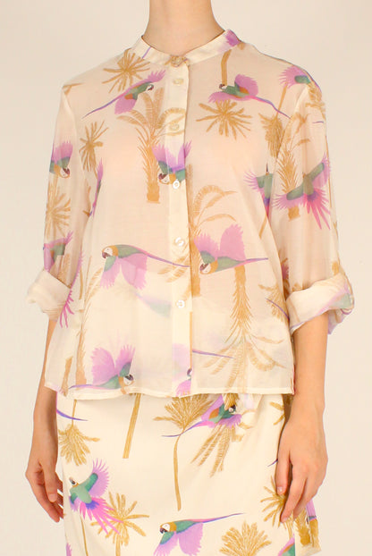 Camicia Stampa Pappagalli