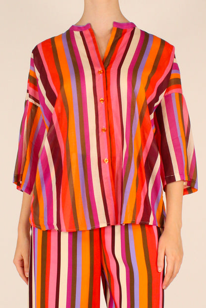 Camicia Over Righe Multicolor