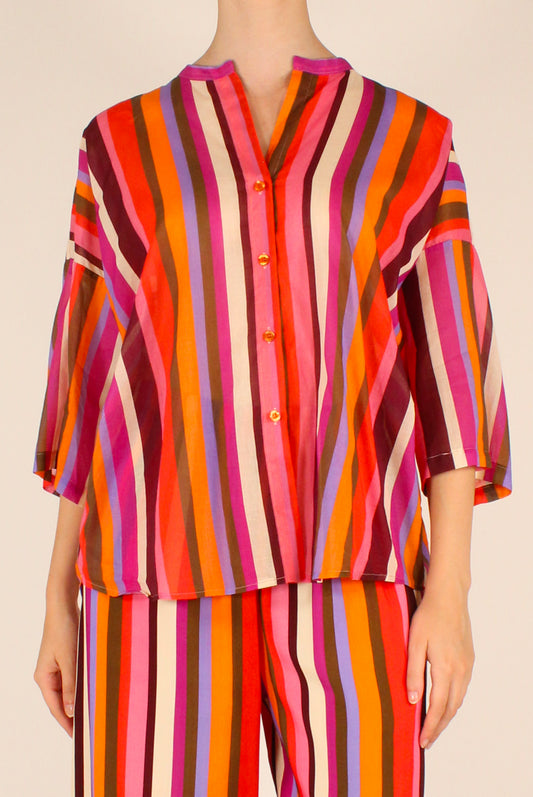 Camicia Over Righe Multicolor