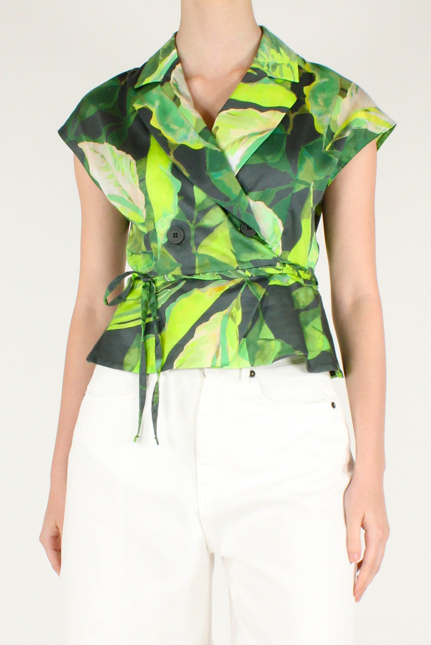 Camicia Doppiopetto Stampa a Foglie