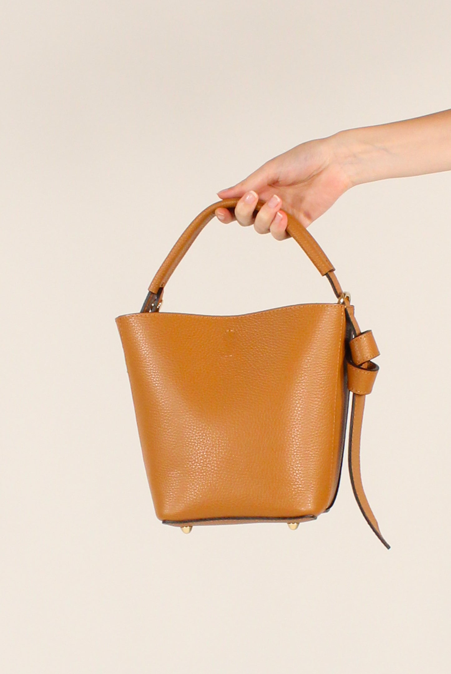 Pebbled Leather Bucket Bag