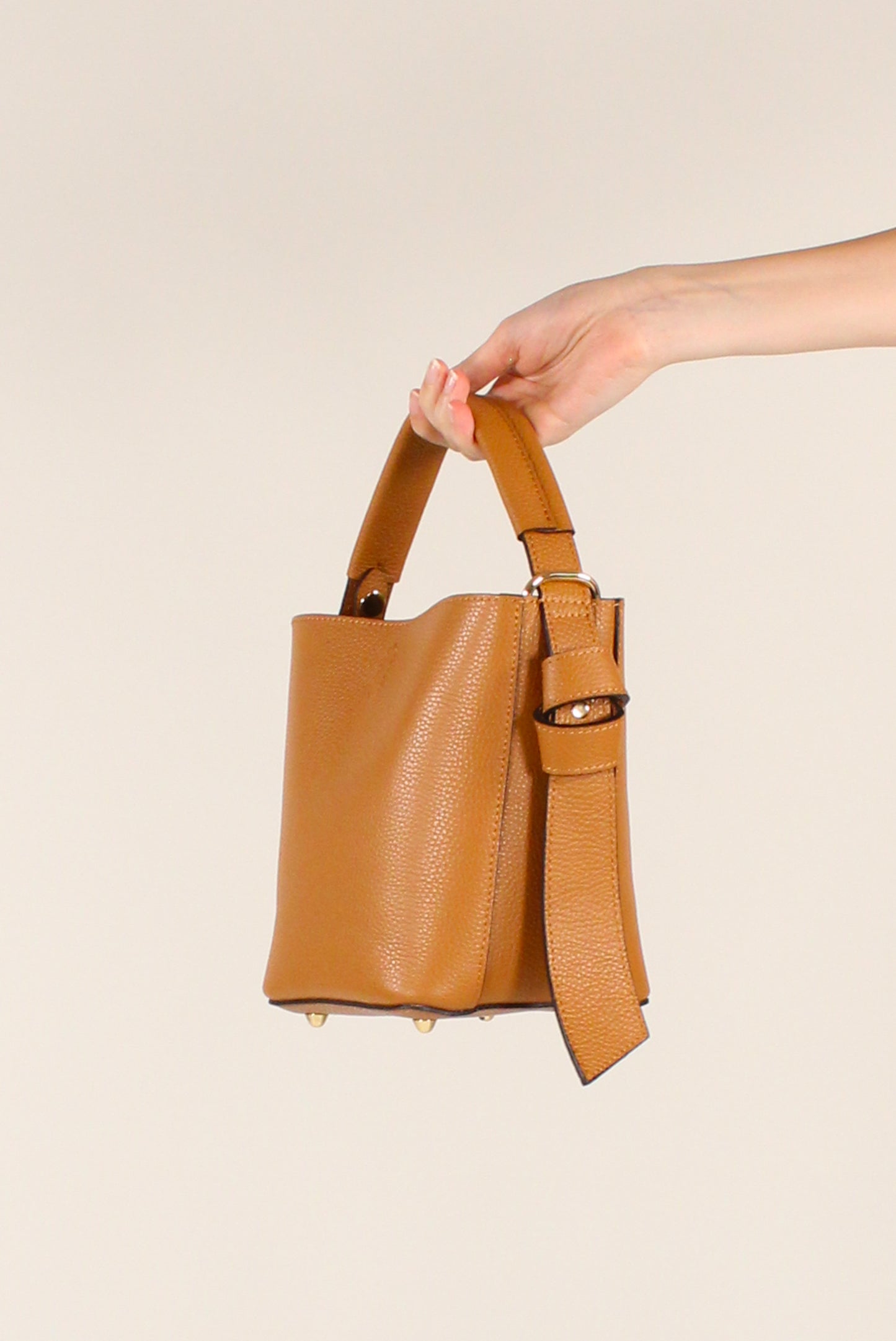 Pebbled Leather Bucket Bag