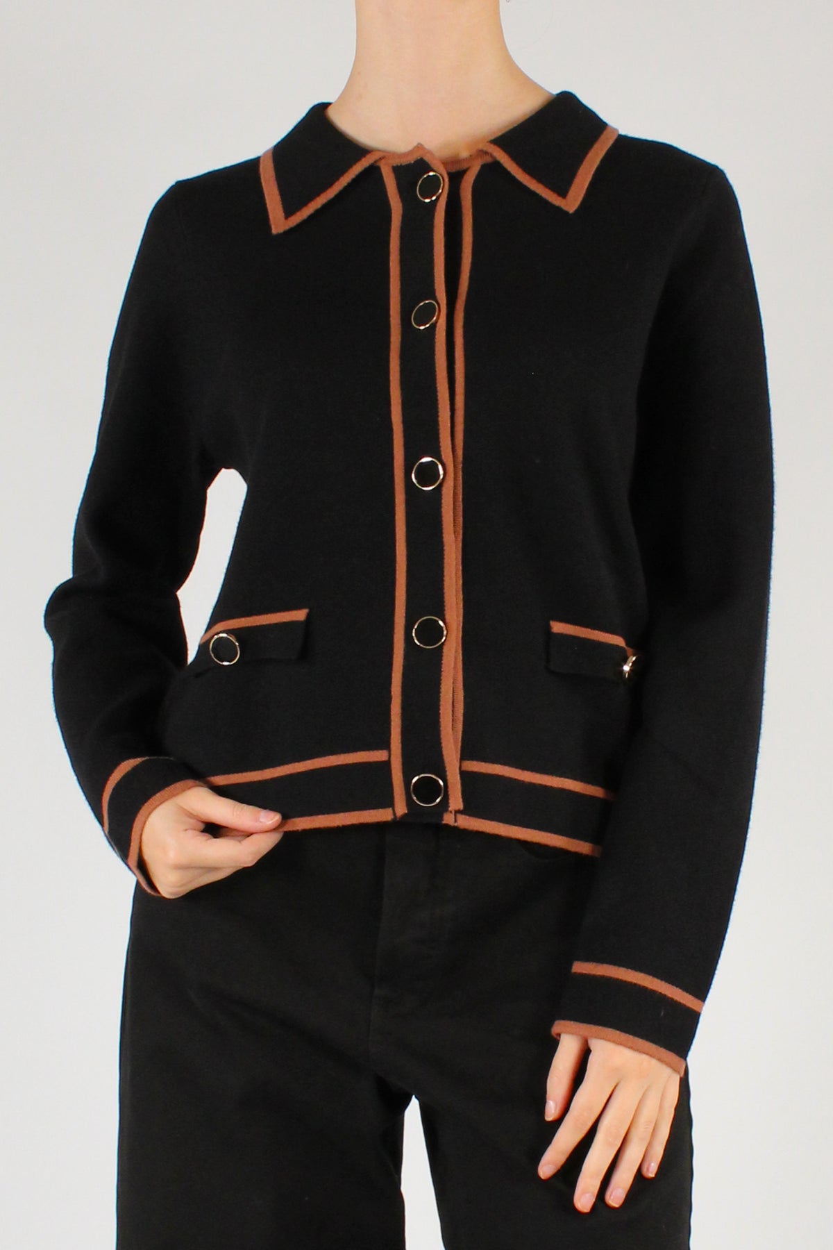 Contrast Trim Knit Cardigan
