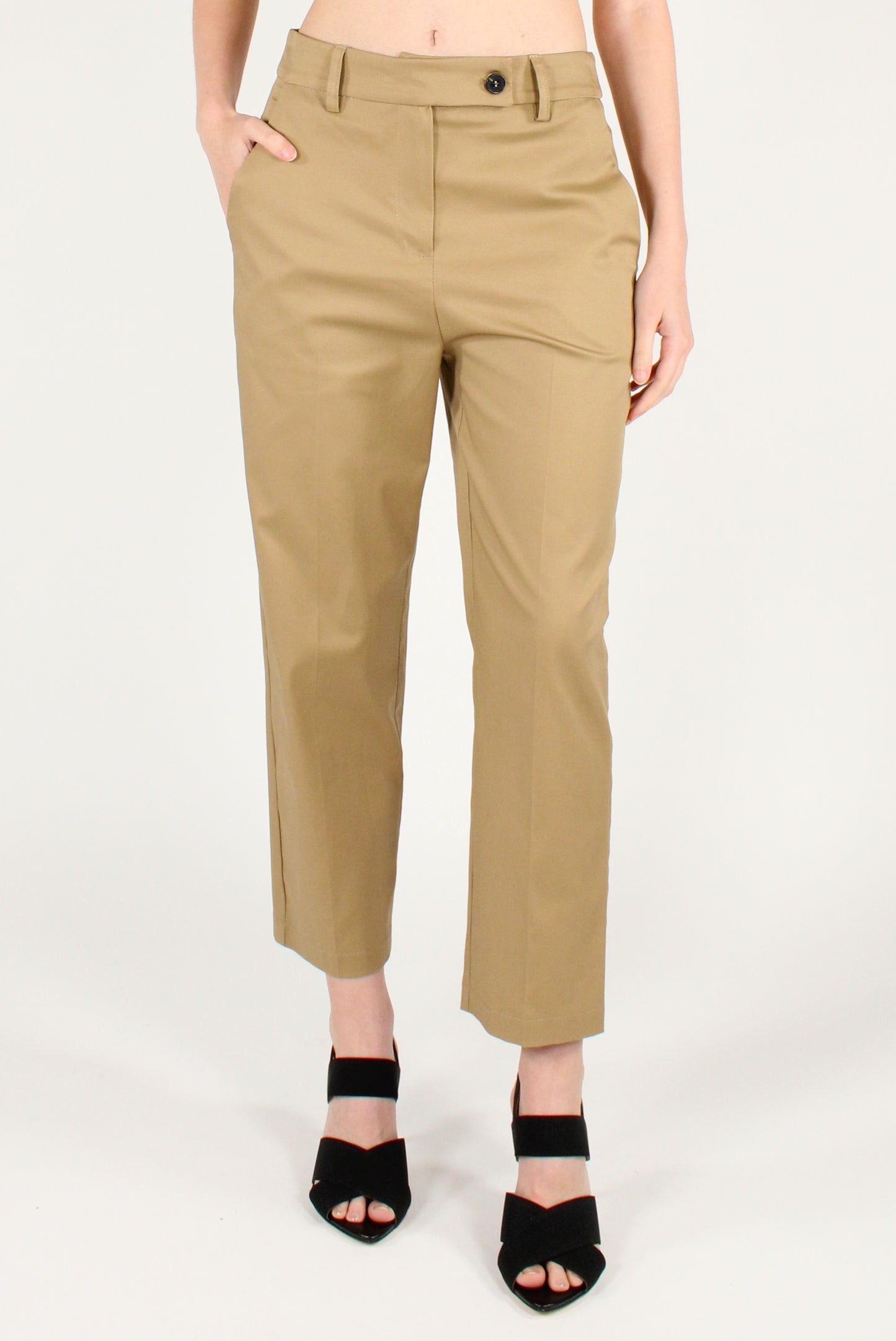 Pantaloni alla Caviglia in Cotone Elasticizzato