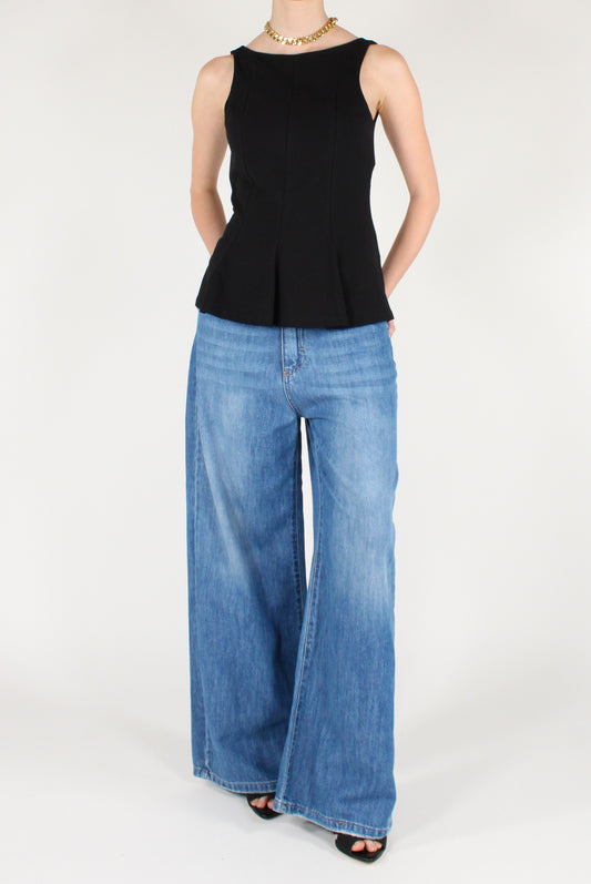 Top Godet in Cotone Elasticizzato