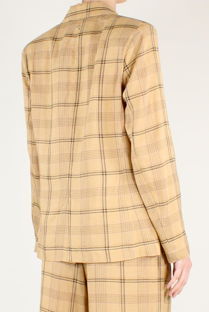 Blazer Tartan in Viscosa e Lino