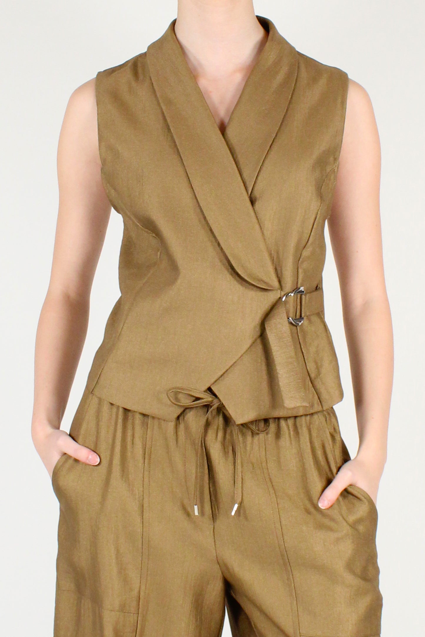 Gilet Scollo Incrociato Metallizzato