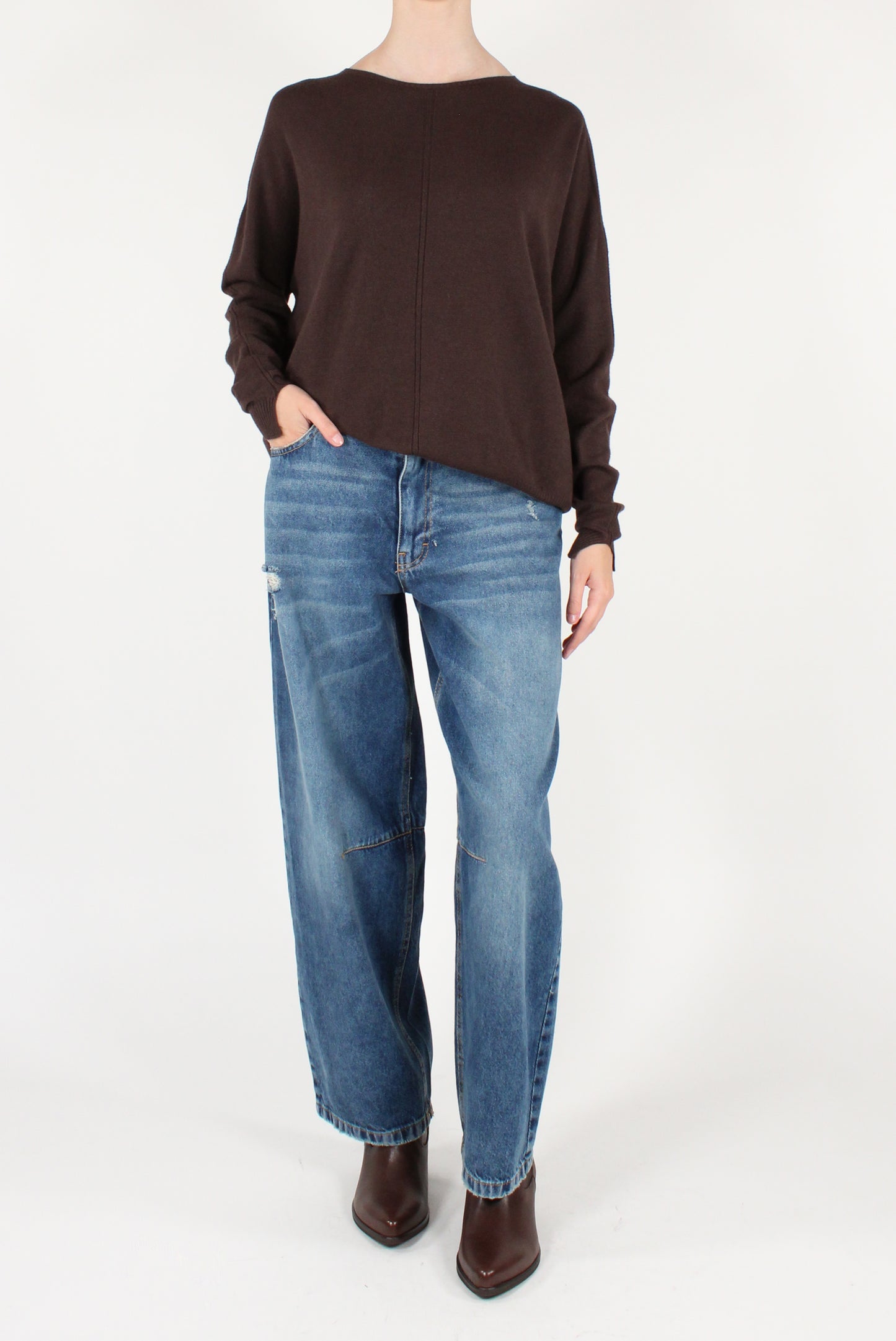 Maglione Over Girocollo con Cucitura