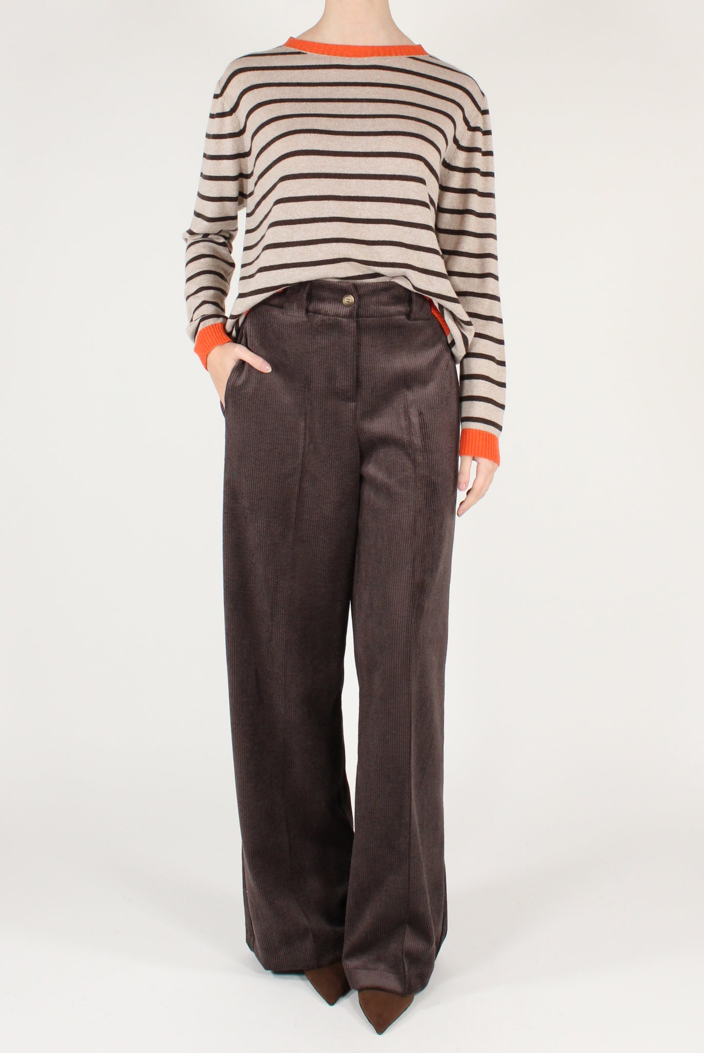 Pantaloni a Palazzo in Velluto a Coste