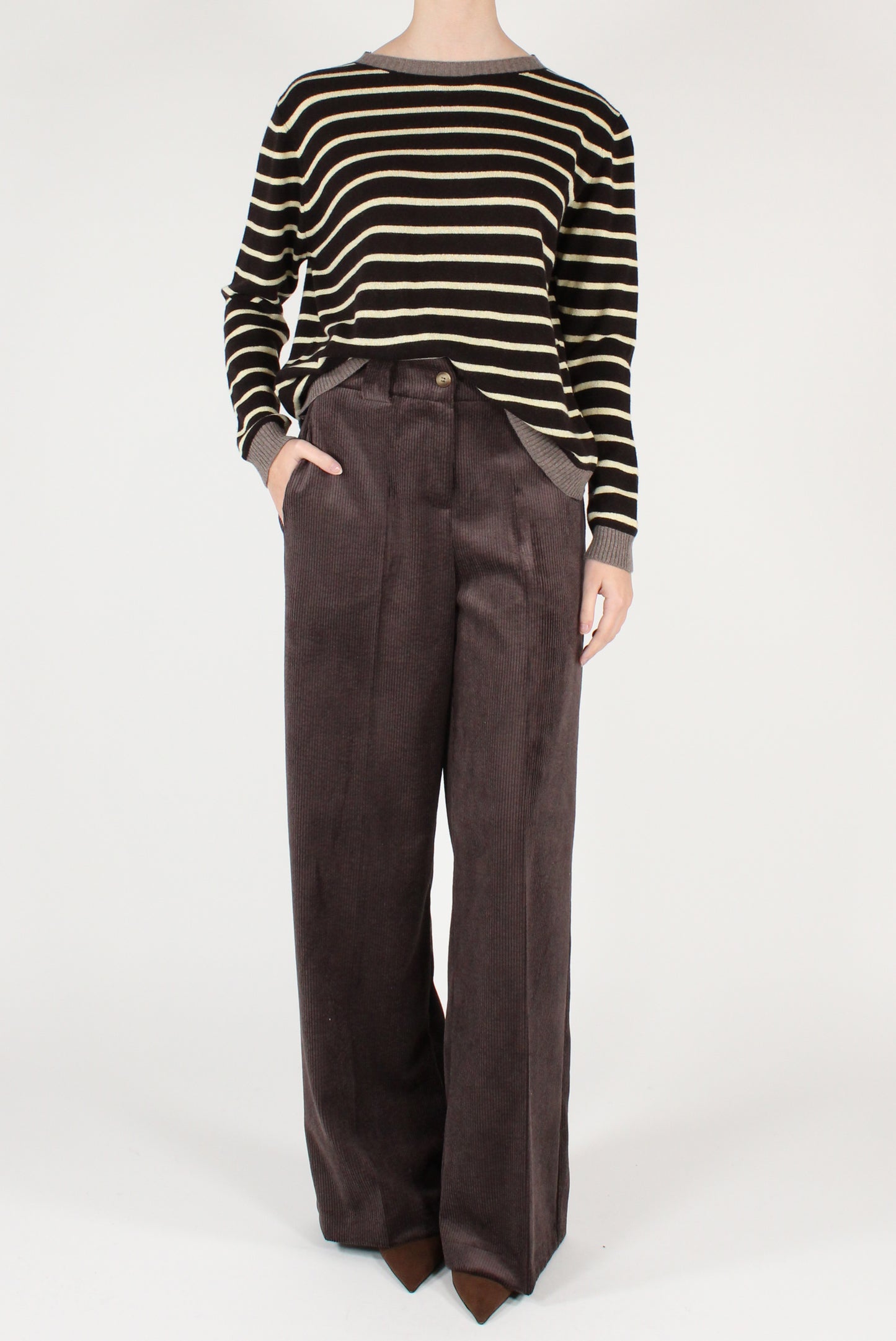 Pantaloni a Palazzo in Velluto a Coste