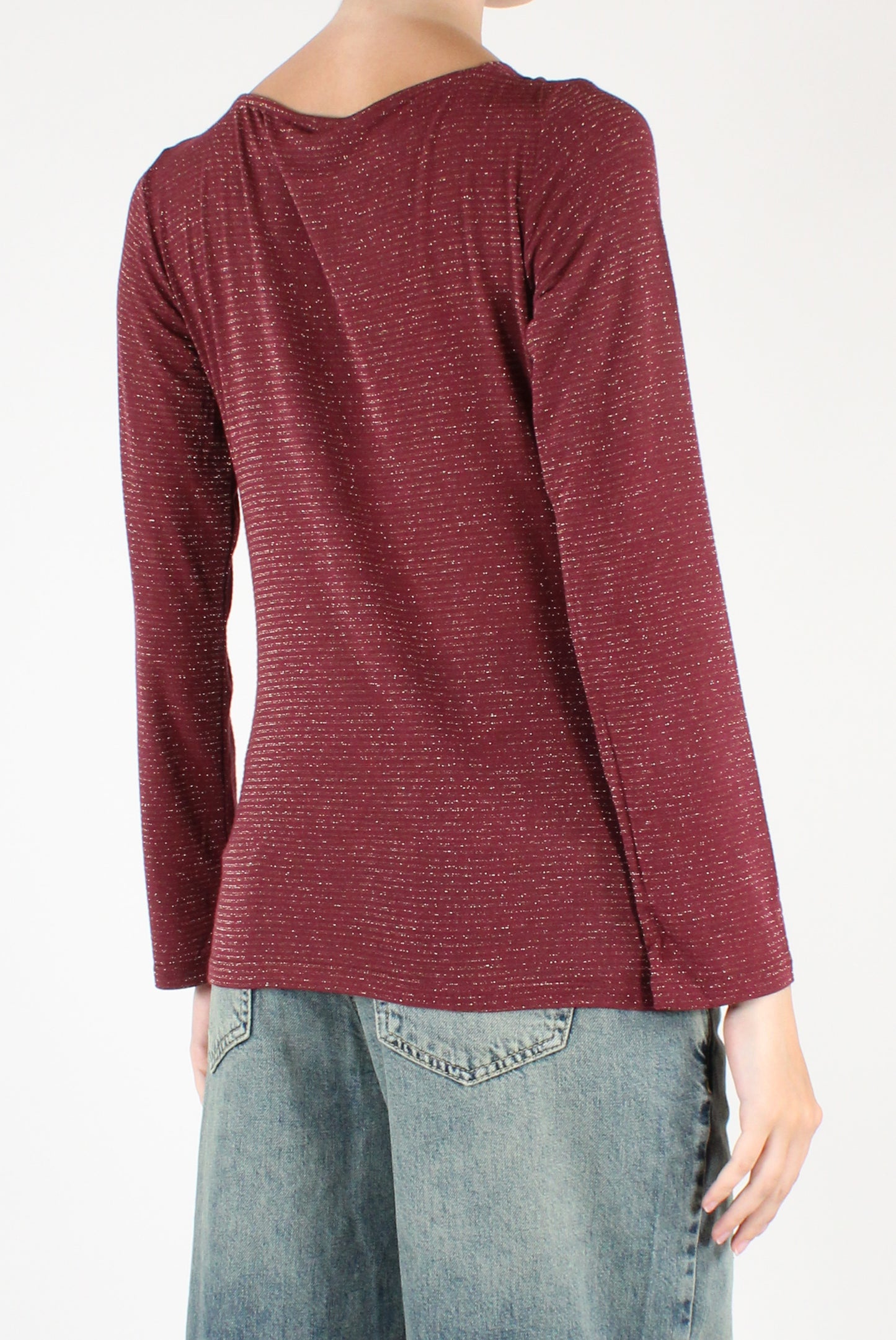 Striped Boat Neck Sweater with Lurex