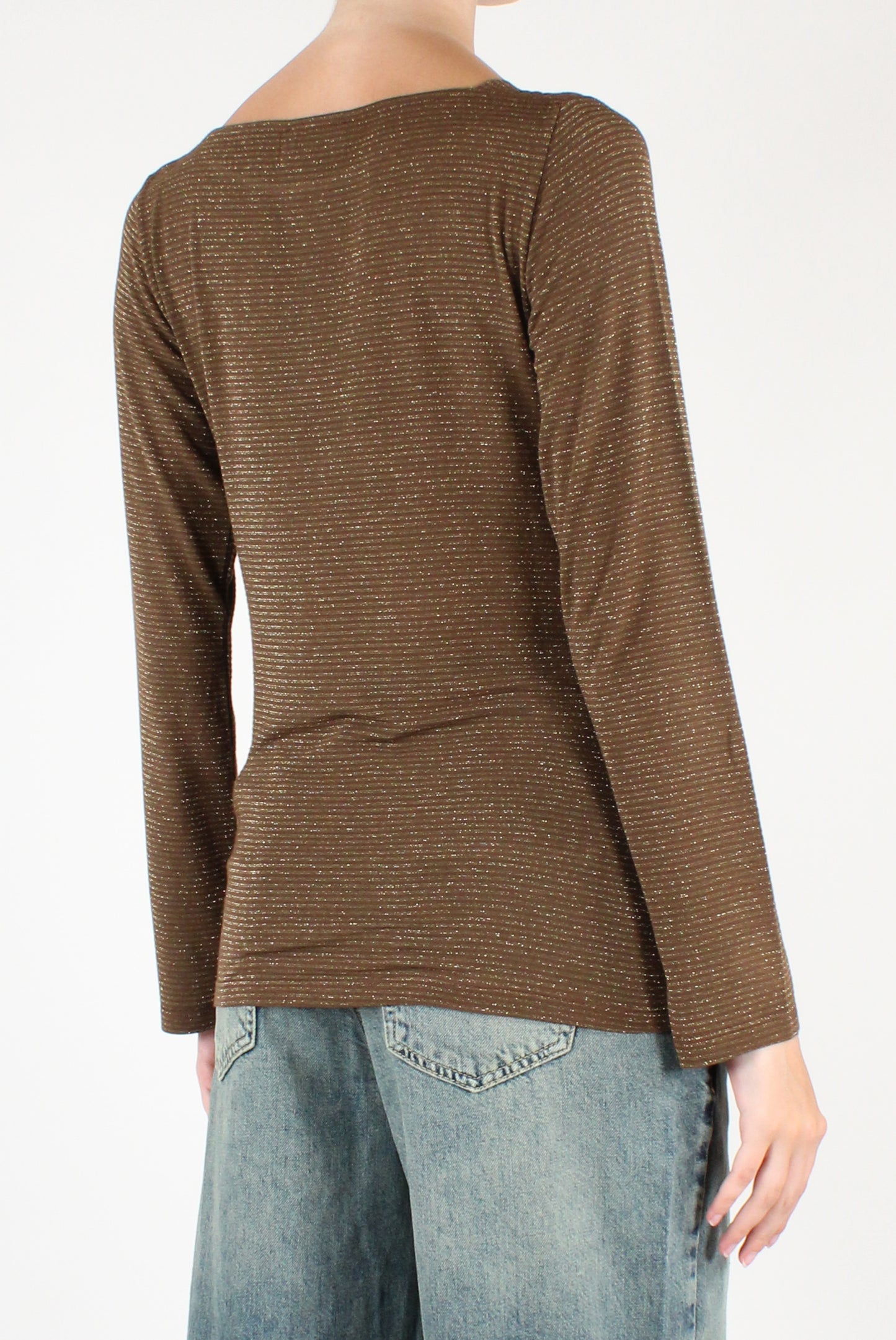 Striped Boat Neck Sweater with Lurex