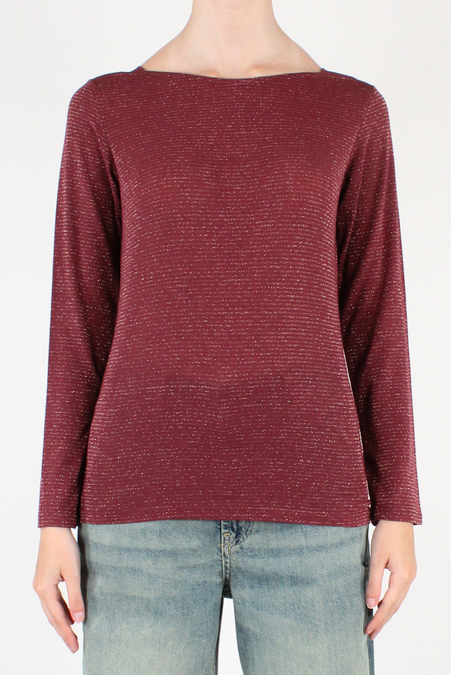 Striped Boat Neck Sweater with Lurex
