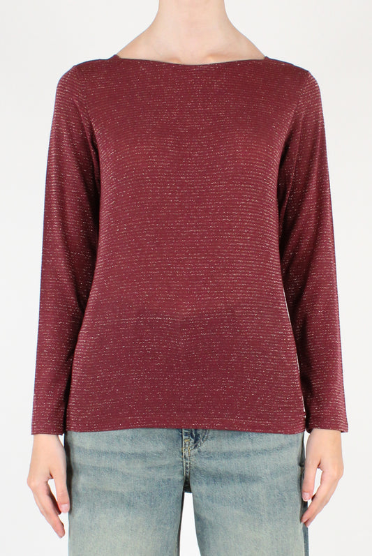 Striped Boat Neck Sweater with Lurex