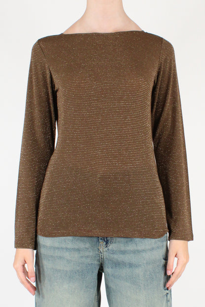 Striped Boat Neck Sweater with Lurex