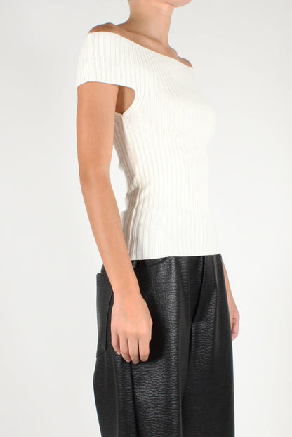 Ribbed Boat Neck Sweater