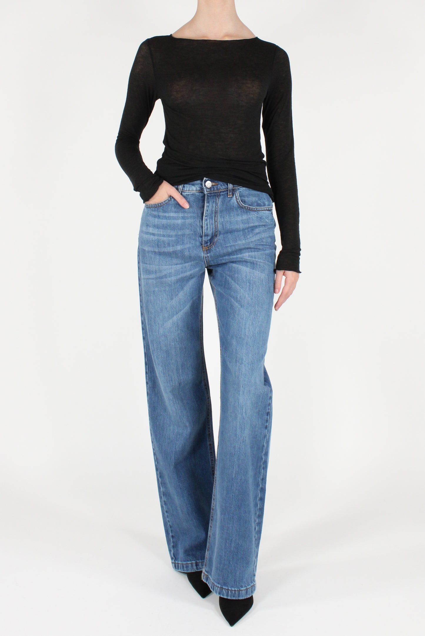 Maglia Scollo a Barca Viscosa Misto Cachemire