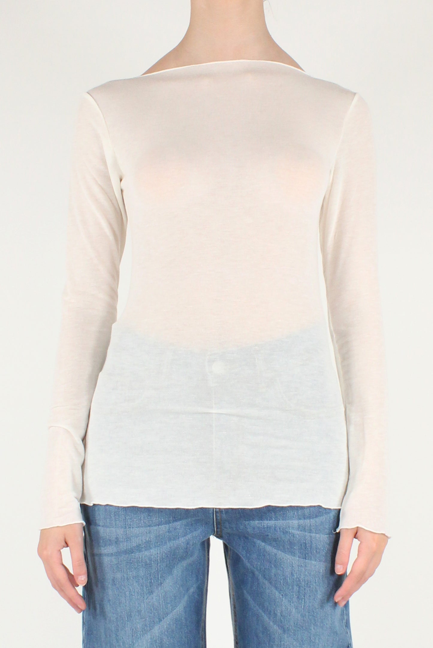 Maglia Scollo a Barca Viscosa Misto Cachemire