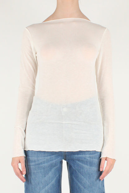 Maglia Scollo a Barca Viscosa Misto Cachemire